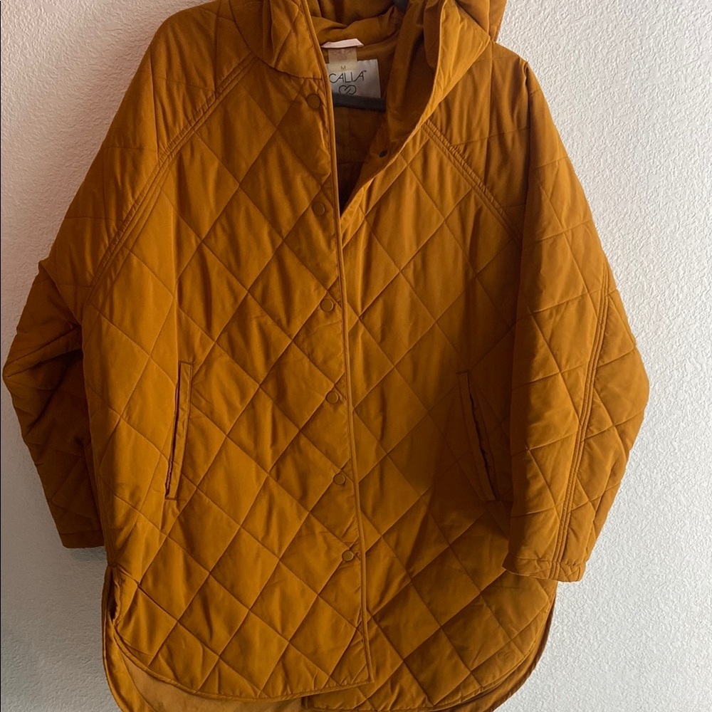 Calia by Carrie Underwood Quilted mustard Hooded Jacket